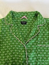 Kate Spade Green Horseshoe Print XL Pajama Lounge Set with Pink Accent