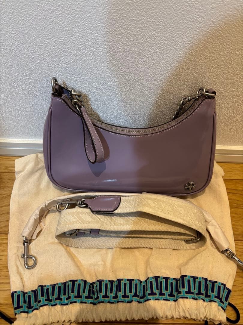 Tory Burch Mercer Patent Small Crescent Bag in Purple Leather Women's From Japan thumbnail 3