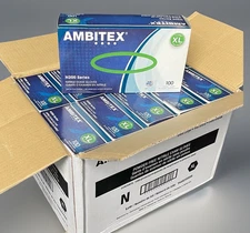 Ambitex N400 Series Powder Free BLUE Nitrile Gloves XL Case of 1000 Ct (10 Pack)