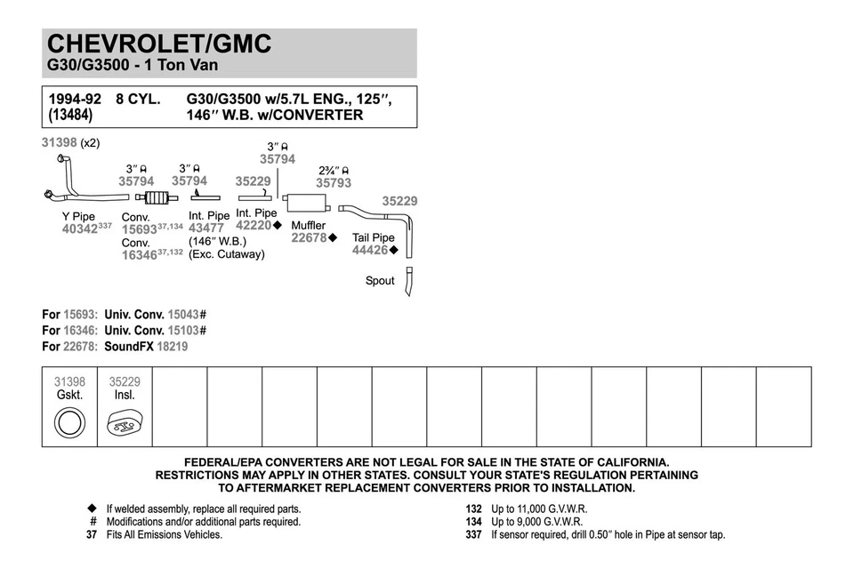For Chevy Express 3500 96 Walker Aluminized Steel Exhaust Intermediate Pipe - Image 2 of 4