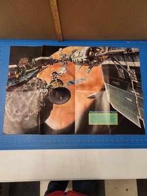 1989 National Geographic Space Quest Board Game Mission Red Planet Poster Art