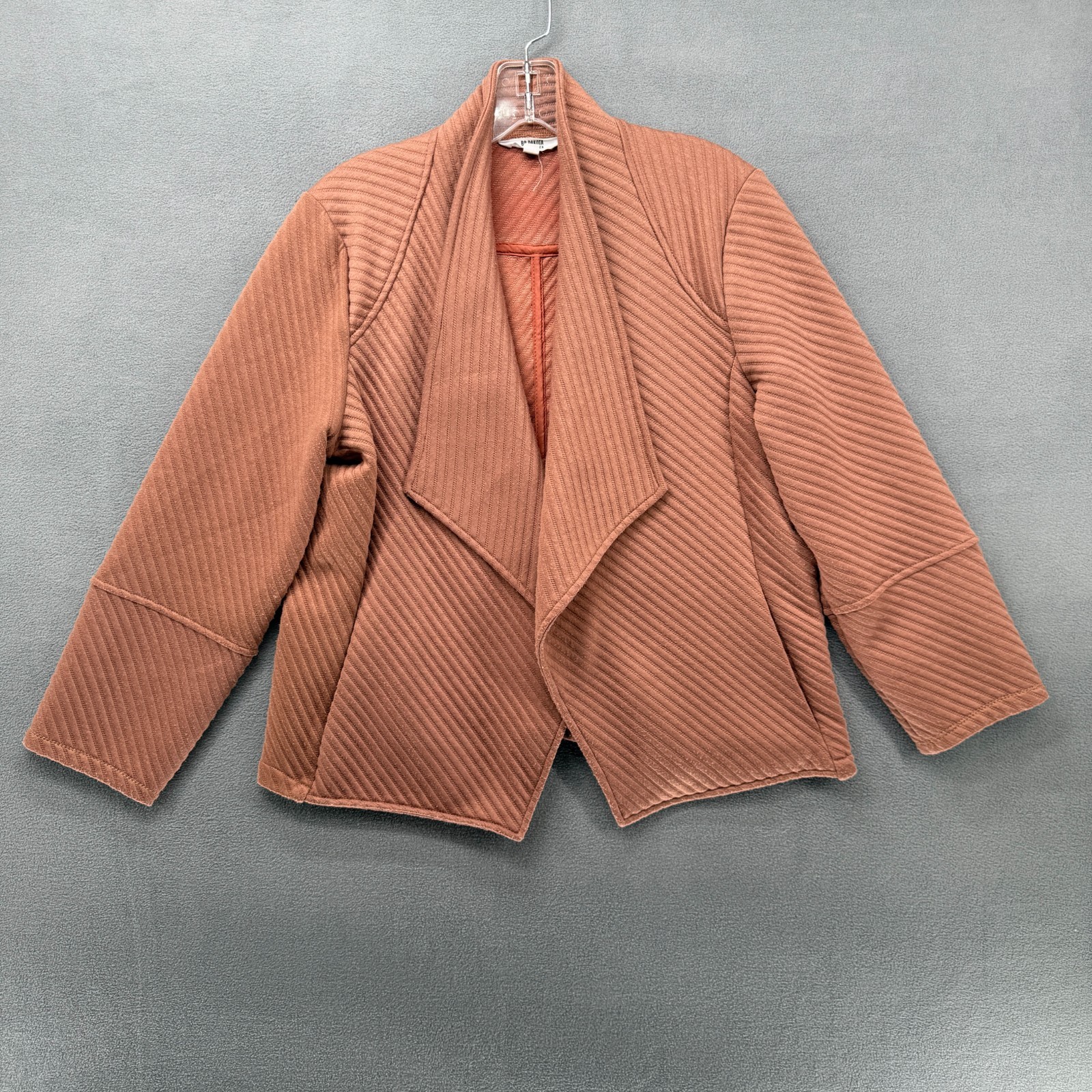 BB Dakota Steve Madden Moto Jacket Womens Large Brown Ribbed Collared Open Front