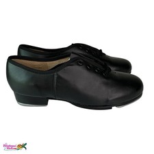 Capezio Tele Tone II Tap Shoes Black Leather Lace Up Womens 6W Wide CG09 NWOB