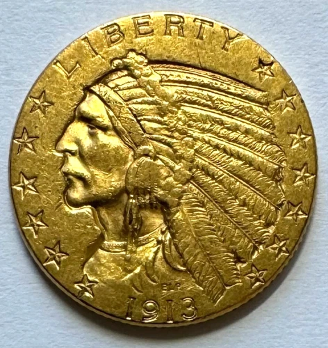 1913 $5 Indian Head Gold Coin, Uncertified, NR