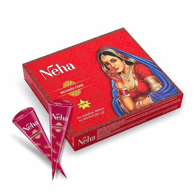 12 x Neha Mehandi Cone, Pure Rajasthani Mehandi Rich Henna Color / Free Ship