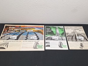 (3) 1960 1961 KELLY SPRINGFIELD TIRES PRINT ADS Magazine Ads