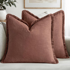Decorative Throw Pillow Covers Neutral Linen Fringe Throw Pillows Set of 2 Autum