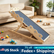 45" Foldable Dog Ramp for Bed, Adjustable Pet Steps, Anti-Slip Rubber Mat 250lb