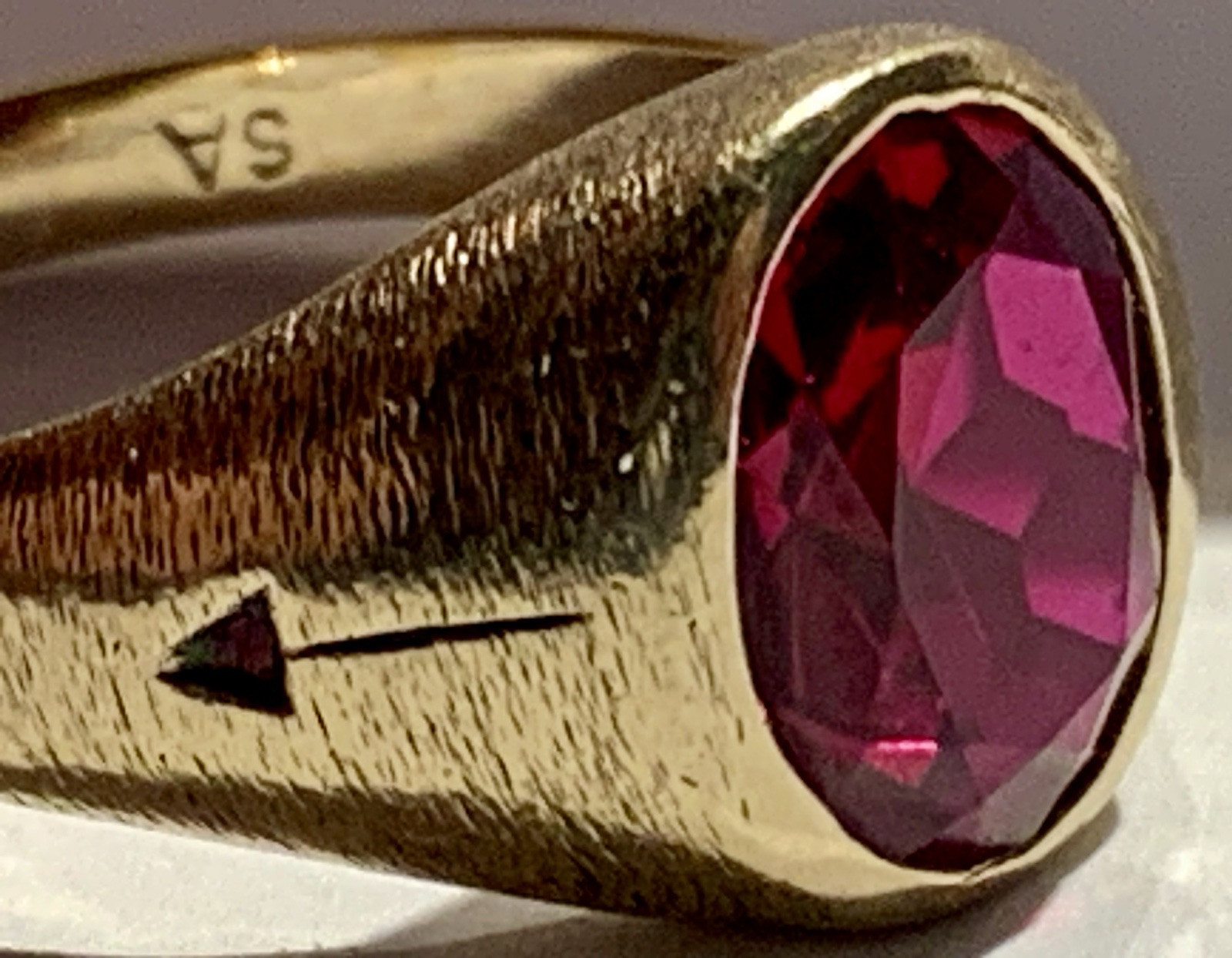 Men’s Diamond Ruby Ring lab-created, Solid 10k Ye… - image 4