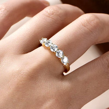 Half Eternity 14K Gold Filled Ring 1.5ct 5 Moissanite Stones Band + Box Sparkly