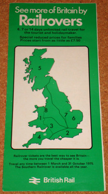 BRITISH RAIL RAILROVERS - 1975 Karte/Tarife Prospekt & Bestellformular