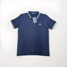 Image of Fred Perry M3600 Men's Twin Tipped Polo Shirt Navy Blue / White Size Large NWT