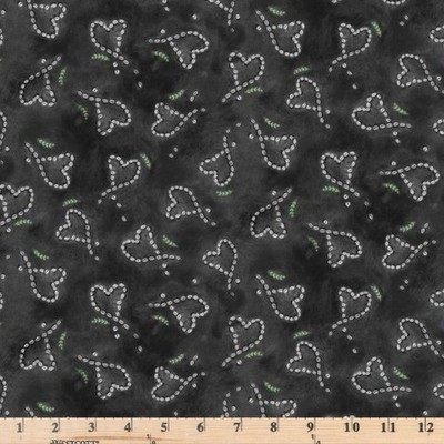 Happy Pie Season Black Coffee Bean Hearts 11741  Cotton Fabric By the half yard