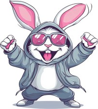 Easter Hip Hop Bunny Wall Art Bedroom Nursery Decor Vinyl Sticker Decal 6 Sizes