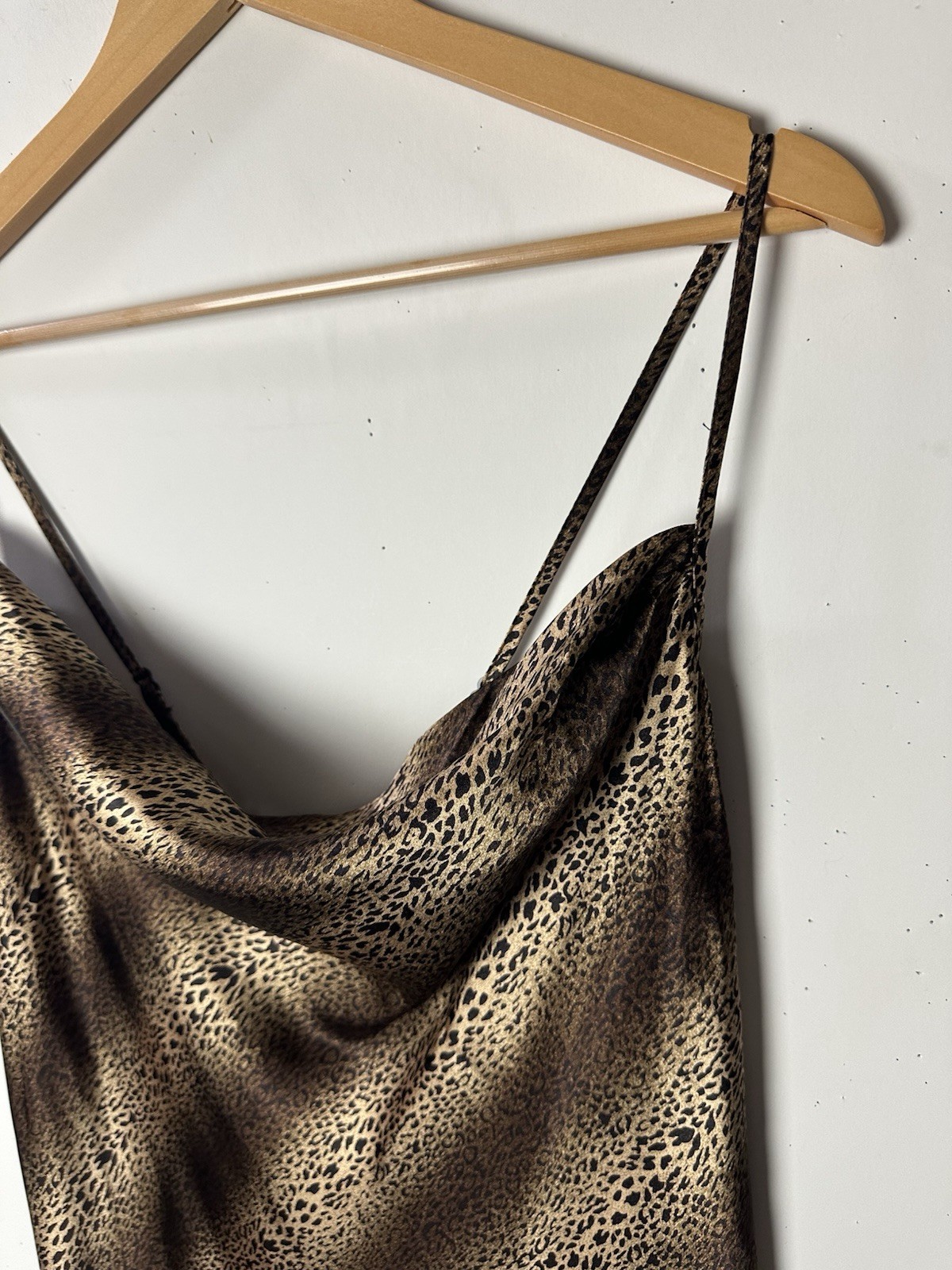 Vtg California Dynasty Maxi Slip Dress Leopard Satin Gown Straps Glam 90s Y2K XL