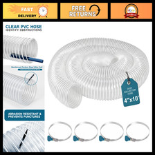 4" x 10' Clear PVC Dust Collection Hose - Puncture-Resistant, Flexible, Steel Wi