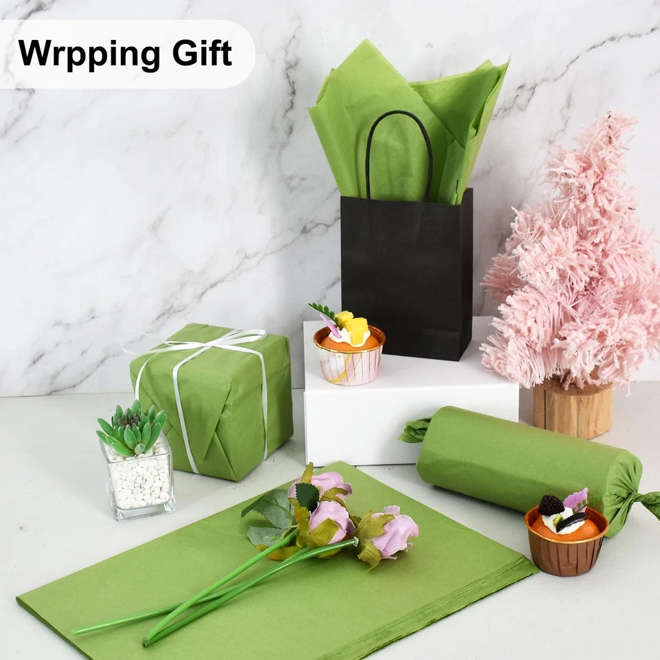 Bulk Olive Green Tissue Paper, 100 Sheets, Gift Wrap, DIY, 14x20 Inch - Image 3 of 4