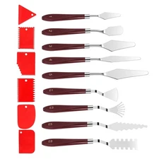 Oil Acrylic Painting Set 15pcs Palette Knives & Scrapers Wood Handle Artists