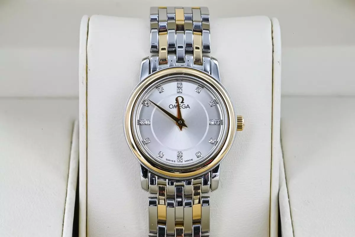 Ladies Omega De Ville Prestige Quartz 22mm Diamond Dial Ref 4370.35.00