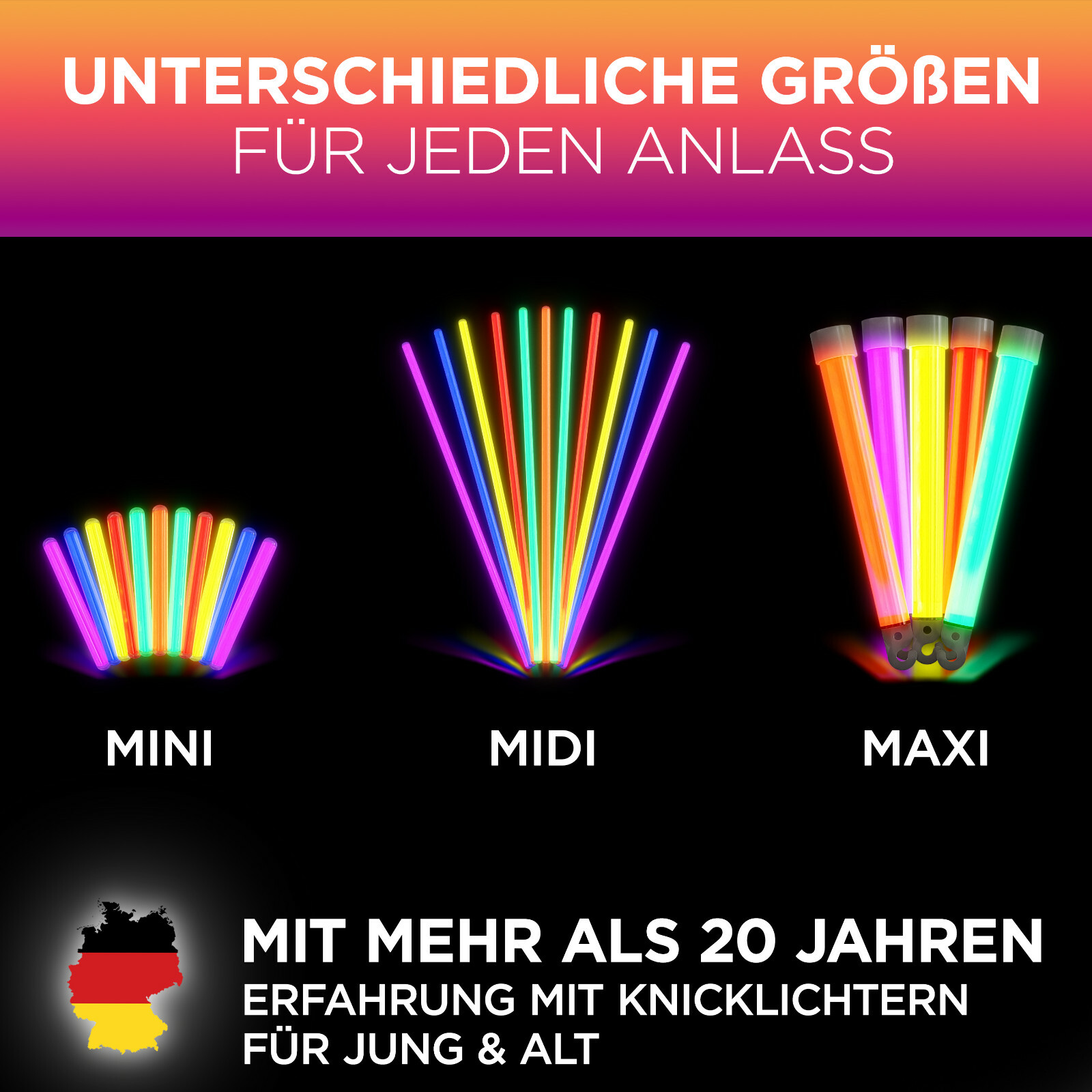 Relaxdays Knicklichter Set – 200 Stück, 7 Farben, Mit Verbindern Für Armbänder & Bälle, Neon-Leuchtstäbe Für Partys & Feste