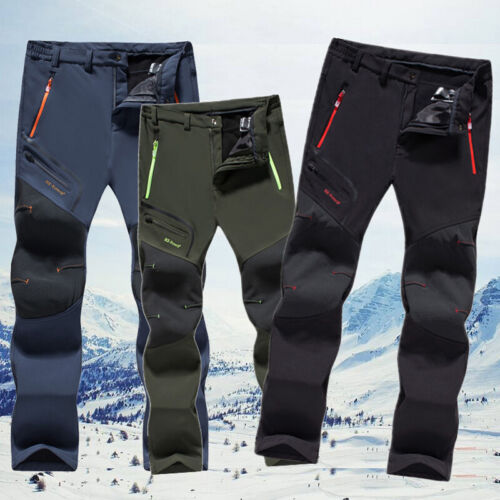 Waterproof Outdoor Men's Soft Shell Pants Fleece Tactical Cargo Hiking Trousers - Picture 1 of 16