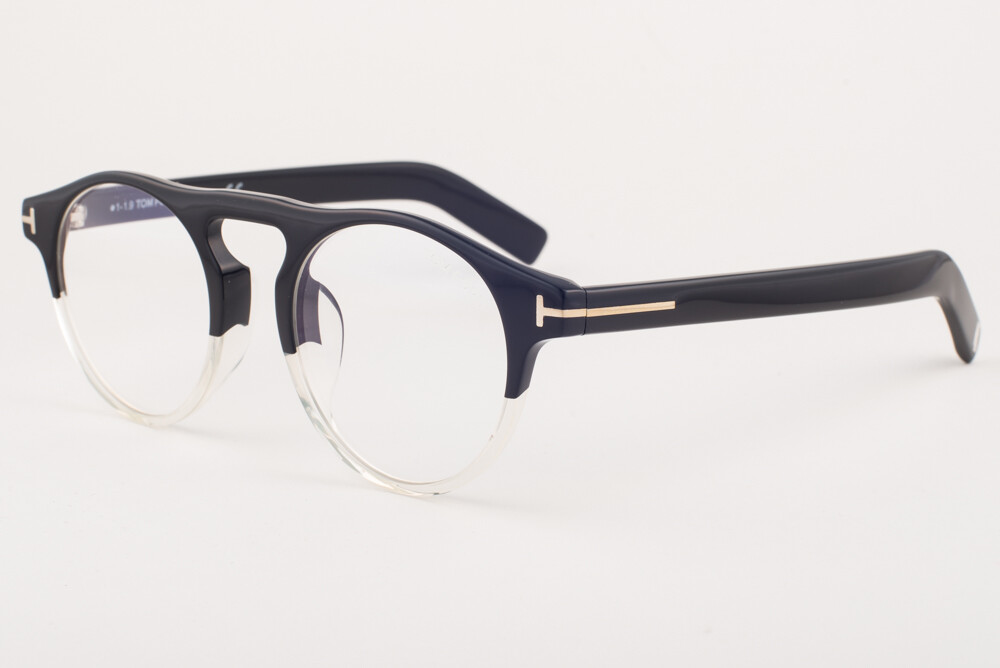 Tom Ford 5628 005 Asian Fit Shiny Black / Blue Block Eyeglasses