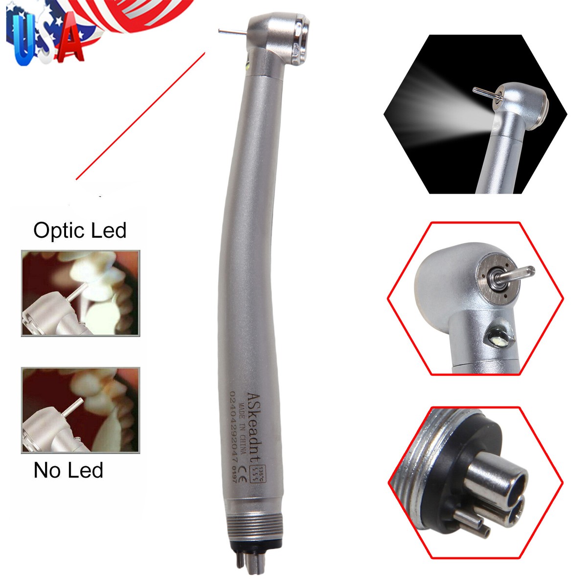 1-10* NSK Style Dental Fiber Optic LED E-generator high speed handpiece 4HOLE/2H