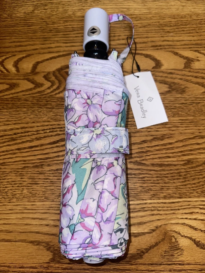 Vera Bradley HAPPY HYDRANGEAS Paraguas Automático Flores Florales Rosa Morado NUEVO Foto 3 de 4