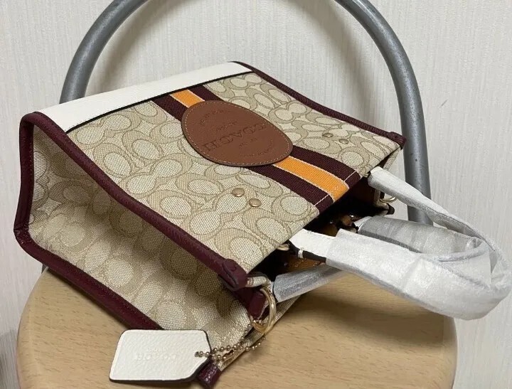 ★ILLIGO★ signature bag khaki 5006498625 COACH Signature Logo Light Khaki Wine Multi 2way Hand Bag