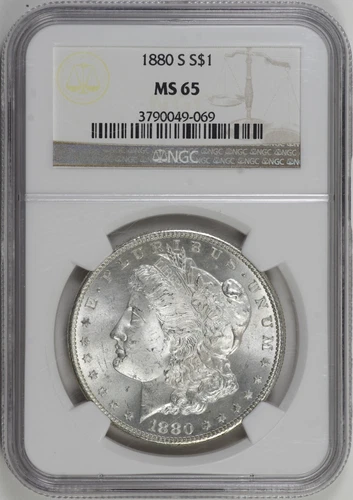1880-S Morgan Silver Dollar $1 NGC MS65, Flashy High Grade [28F10]