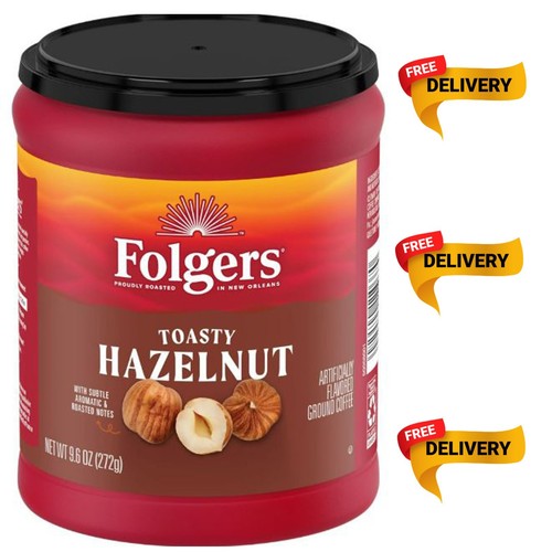 Folgers Toasty Hazelnut Artificially Flavored Ground Coffee, 9.6 oz Canister