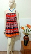 NWT Ladies Seguin Hearts MINI BOHO CHEVRON DRESS Size M Junior spaghetti straps