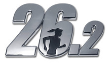 26.2 marathon female runner chrome auto emblem decal usa made