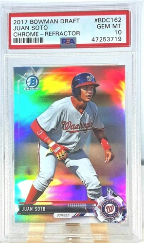 JUAN SOTO ROOKIE 2017 BOWMAN DRAFT CHROME REFRACTOR *PSA 10 GEM MINT* #BDC162