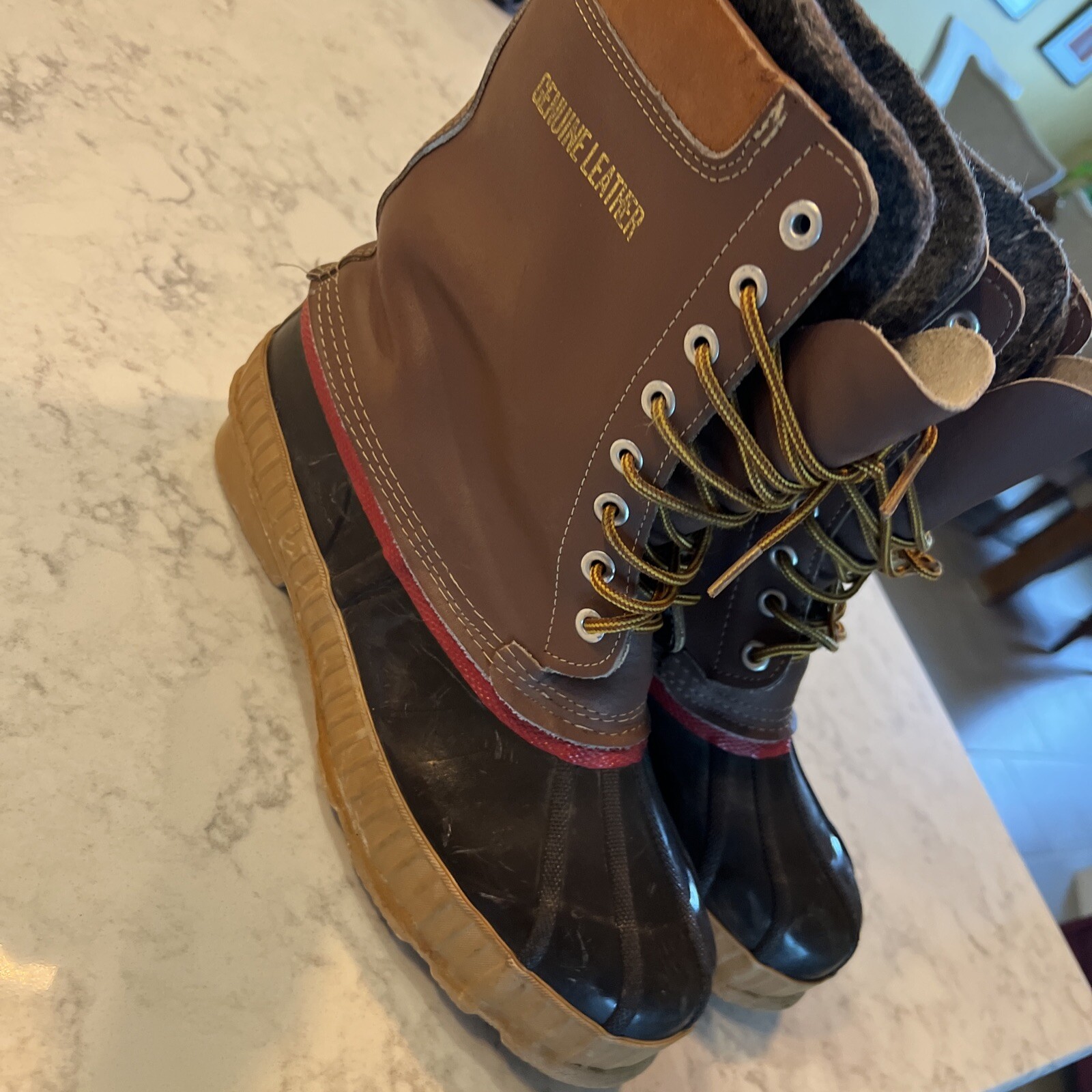 Heavy-Duty Winter Snow Boots with Felt Lining, Leather & Rubber Size 10-image