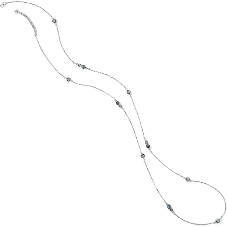 Brighton Halo Long Silver Crystal Blue Purple Necklace NWT $98