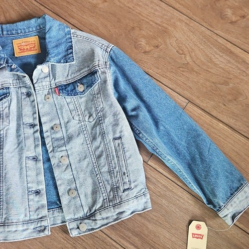 NEW! LEVI'S Colorblock Trucker Style Denim Jean Jacket Youth Size Medium. - Picture 4 of 7