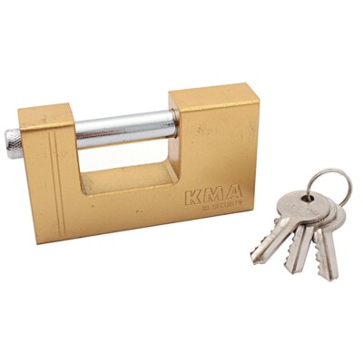 Prostko Ltd Block Lock With 3 Keys, Sliding Bolt Shackle C Type, Brass