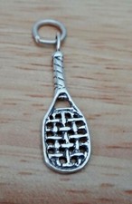 Sterling Silver 25x8mm Racquetball Handball Tennis Racketball Racket Ball Charm