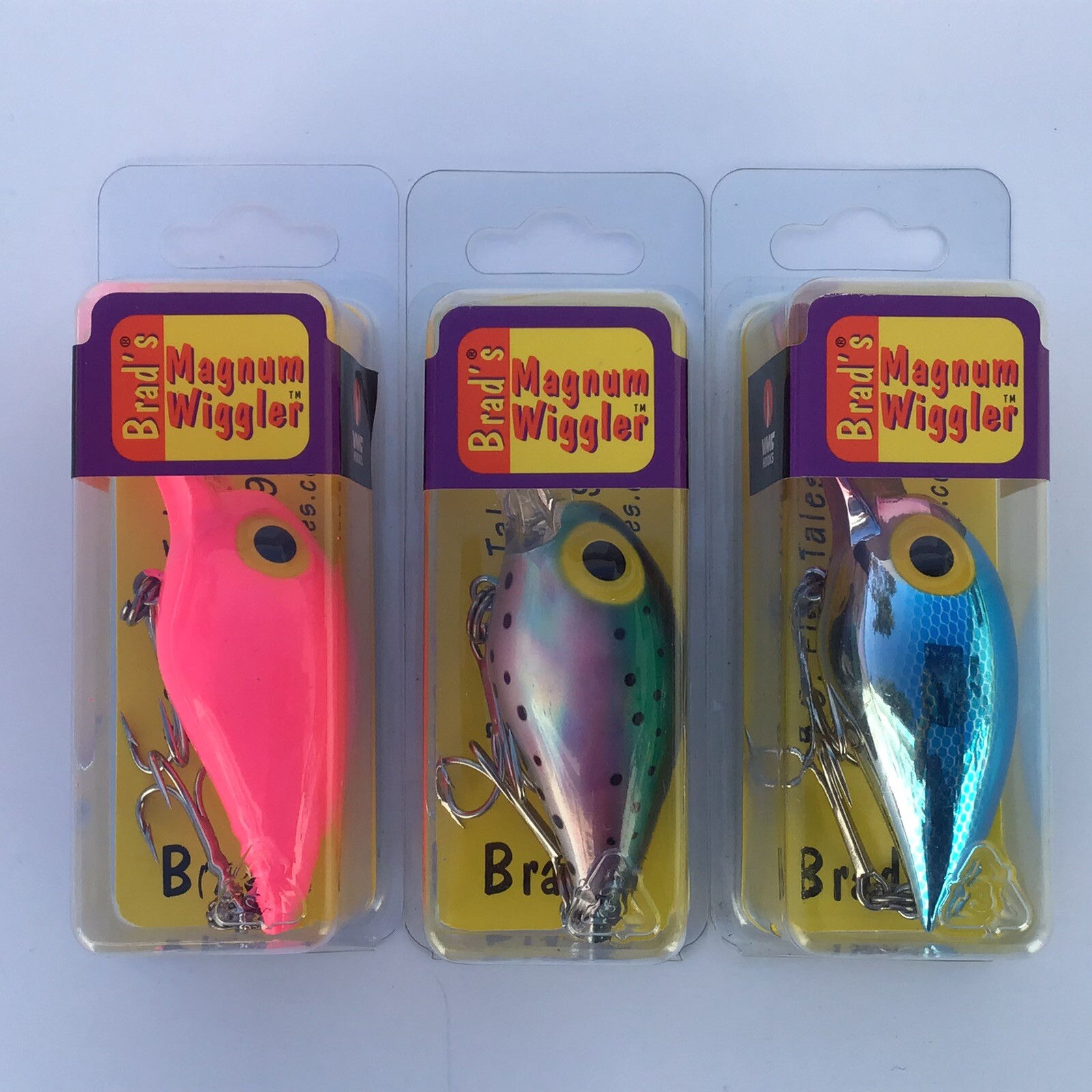 3 lures Brad's Magnum Wiggler Wiggle Wart CrankBait 3.75" 3/4oz