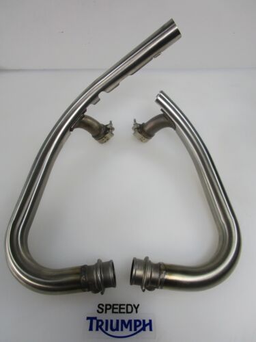 TRIUMPH BONNEVILLE BOBBER / SPEEDMASTER EXHAUST DOWNPIPES BRUSHED T2202261 - Picture 1 of 9
