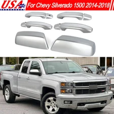 For 2014-2018 Silverado 1500 Silver Ice Metatallic Door Handle Mirror Cover Cap
