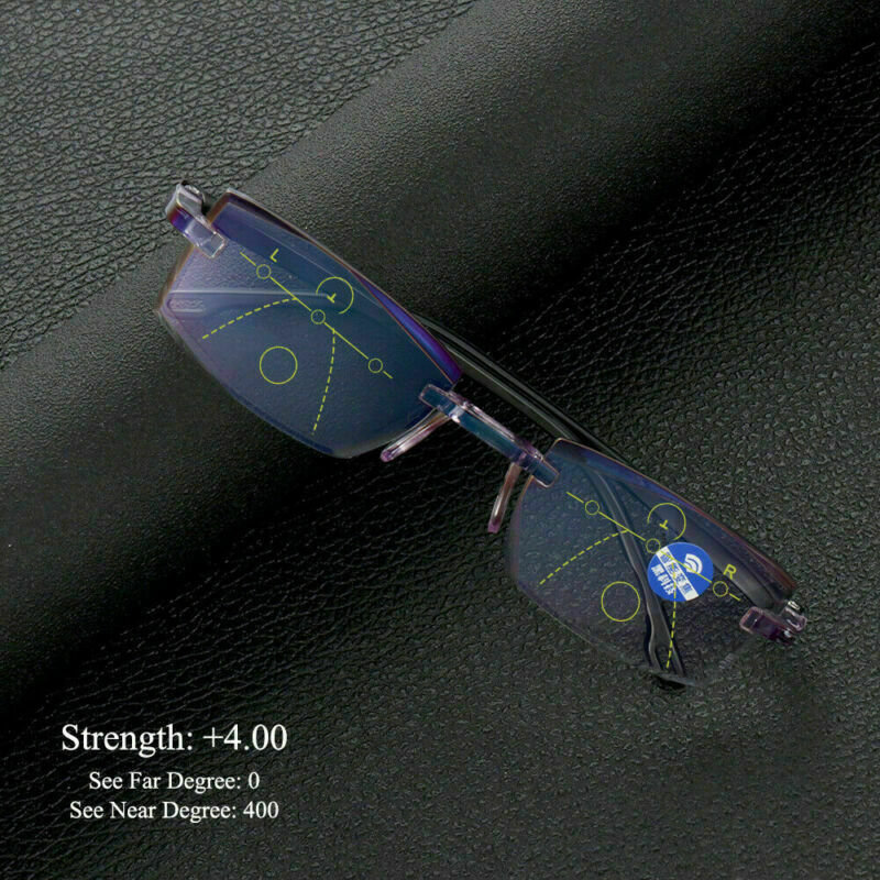 Rimless Anti Blue Light Progressive Multifocal Computer Goggles Reading ...