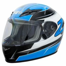 Zamp H759C04M Helmet Full Face Blue/Silver Graphic Gloss Moisture-Wicking Medium