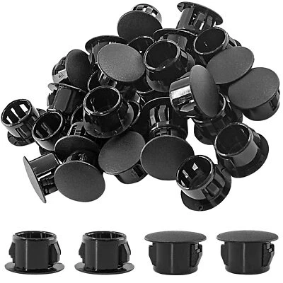 MURTENZE 30 Pcs 13mm (1/2") Black Hole Plugs, Plastic Flush Type Panel Plugs Fastener Cov