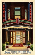 WASHINGTON, DC - BONAT FRENCH-AMERICAN CAFE RESTAURANT - CURTEICH LINEN POSTCARD