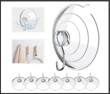 Suction Cup Hooks, 2.5 Inches Clear PVC Suction Cups with Metal Hook