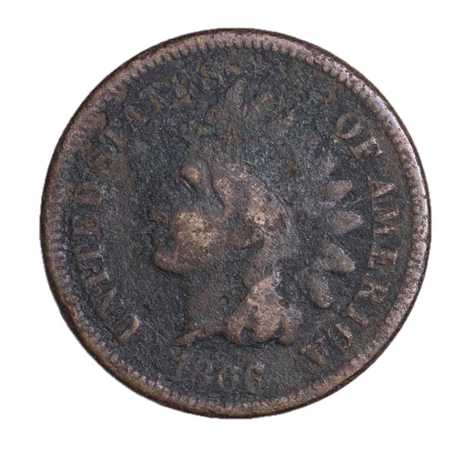 1866 FULL DATE Indian Head Cent Penny CULL / AG / HOLE FILLER