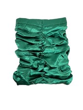 Runway mini skirt Xsmall 4 emerald shiny satin mini skirt ruched green Pencil