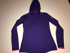 Nike Pro Dri-Fit Womens Hoodie Top Size Large Purple Thumbholes NWOT
